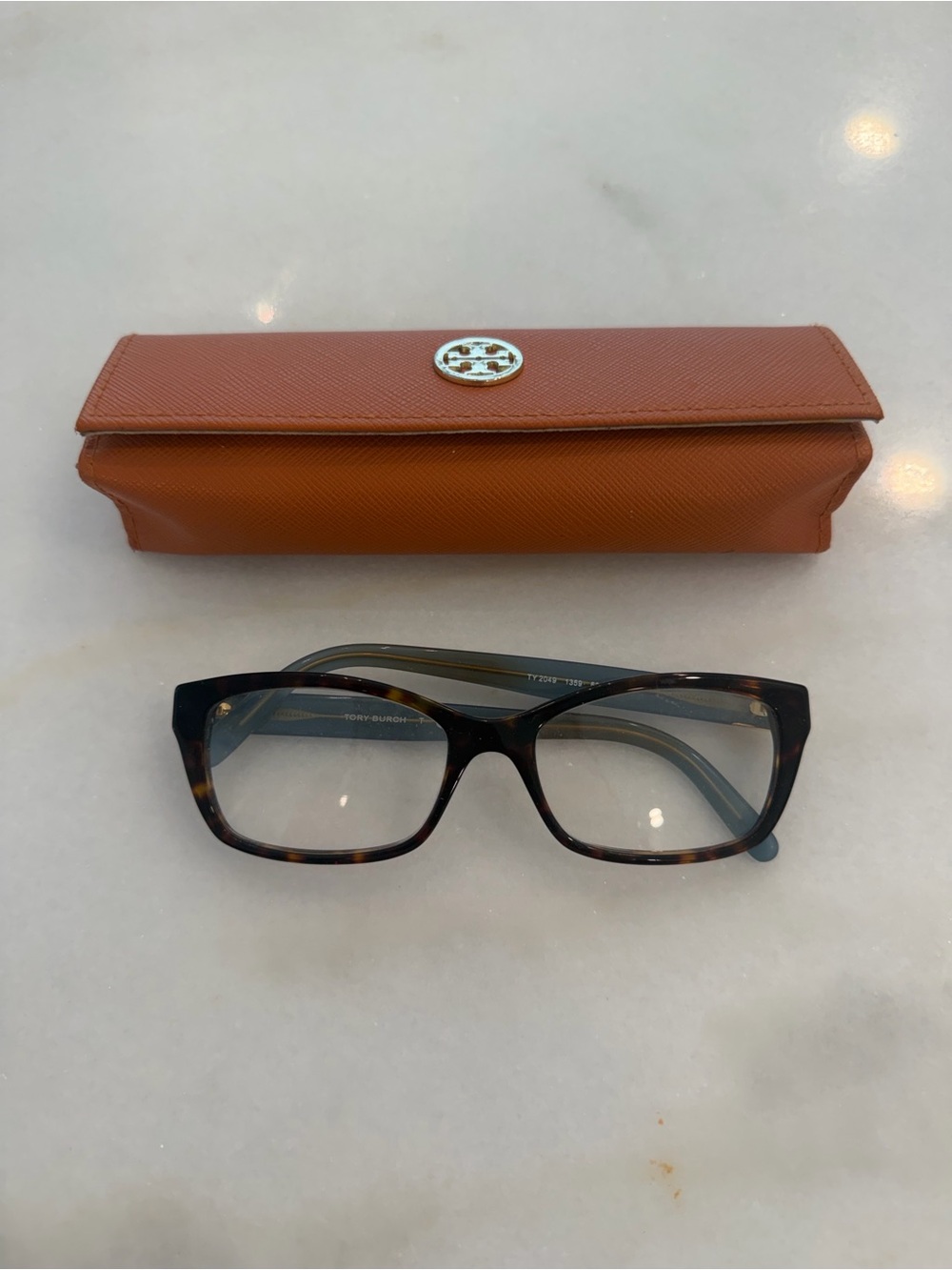 Tory Burch Tortoiseshell Rectangular Reading Glasses with Case